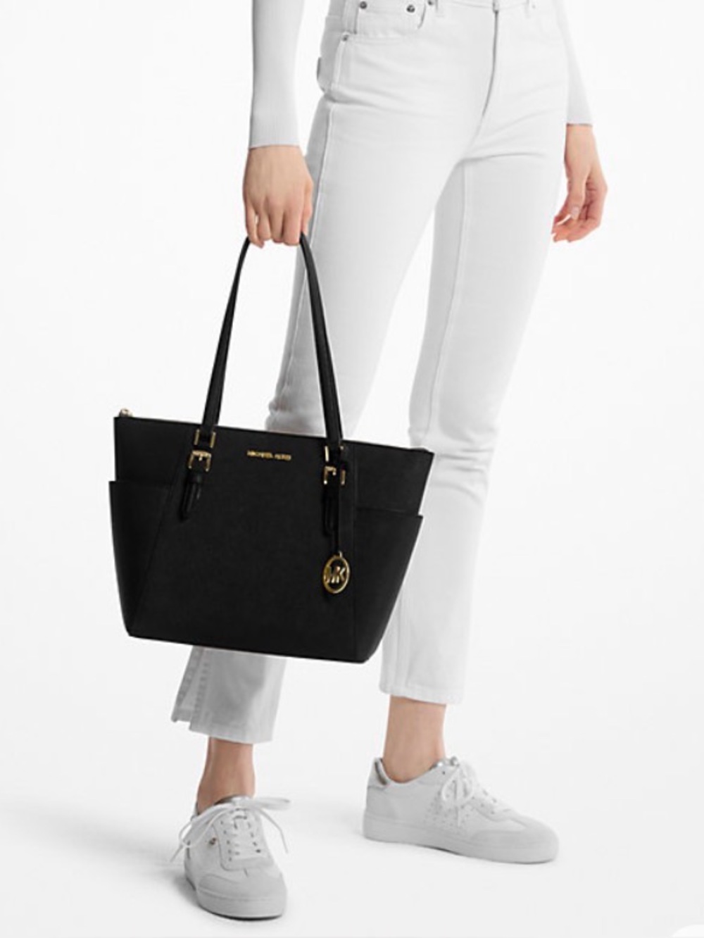 Michael Kors Black Saffiano Tote with Gold Hardware + Wallet